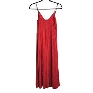 Billabong Sleeveless Spaghetti Strap Red Button-down Dress size Small EUC